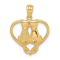 Load image into Gallery viewer, 14K Sitting Cats in a Heart Pendant
