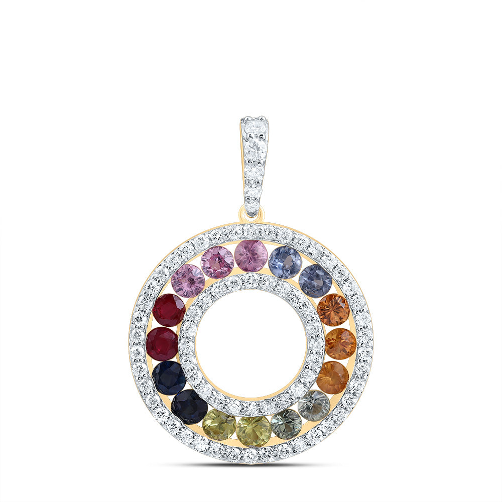 1/2CTW-DIA CN 1 1/2CTW RD-NAT GEM MULTI CLR SAPPHIRE PENDANT
