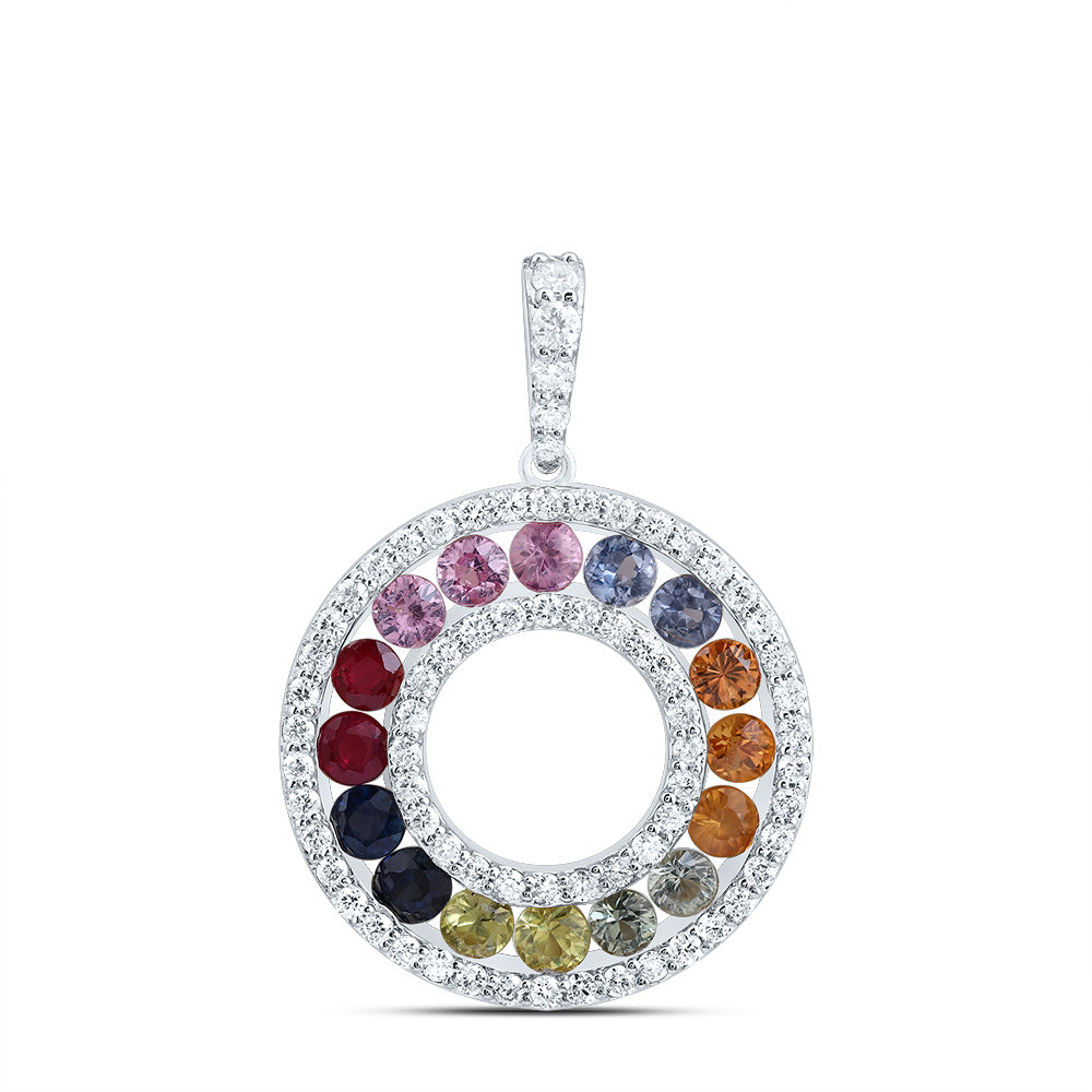 1/2CTW-DIA CN 1 1/2CTW-RD-NAT GEM MULTI CLR SAPPHIRE PENDANT