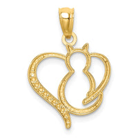 Load image into Gallery viewer, 14K White Rhodium Sitting Cat in a Heart Pendant

