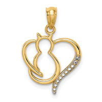 Load image into Gallery viewer, 14K White Rhodium Sitting Cat in a Heart Pendant
