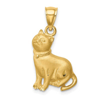 Load image into Gallery viewer, 14K Diamond-cut Cat Pendant
