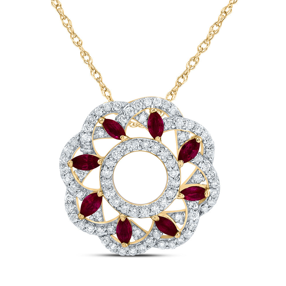 1/3CTW-DIA CN 3/8CTW MQ-RU NAT GEM FASHION NECKLACE (18 INCH)