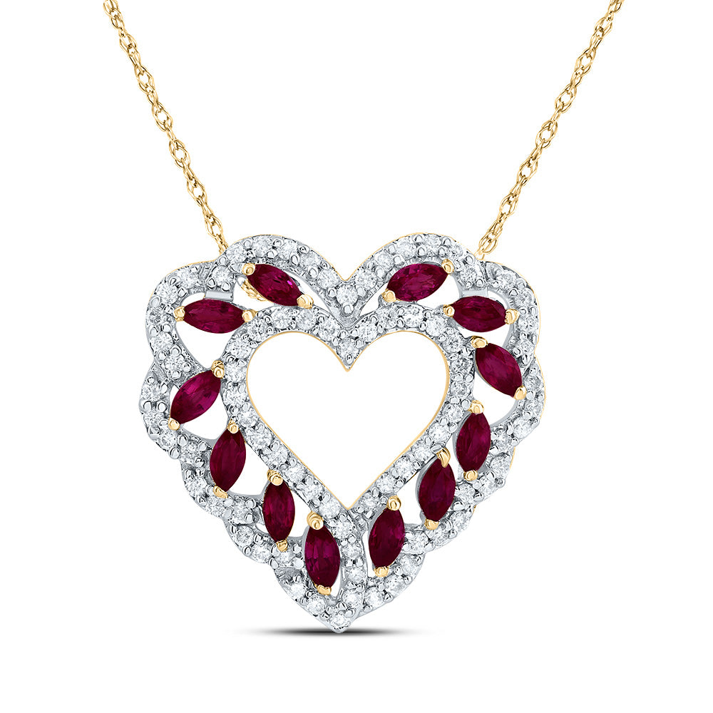 1/3CTW-DIA CN 5/8CTW MQ-RU NAT GEM FASHION HEART NECKLACE (18 INCH)