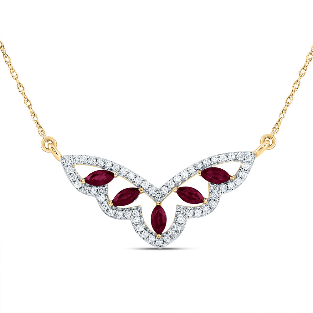 1/4CTW-DIA CN 3/8CTW MQ-RU NAT GEM FASHION NECKLACE (18 INCH)