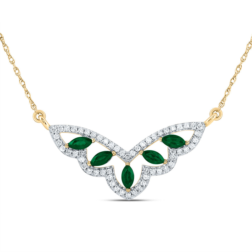 1/4CTW-DIA CN 3/8CTW MQ-EM NAT GEM FASHION NECKLACE (18 INCH)