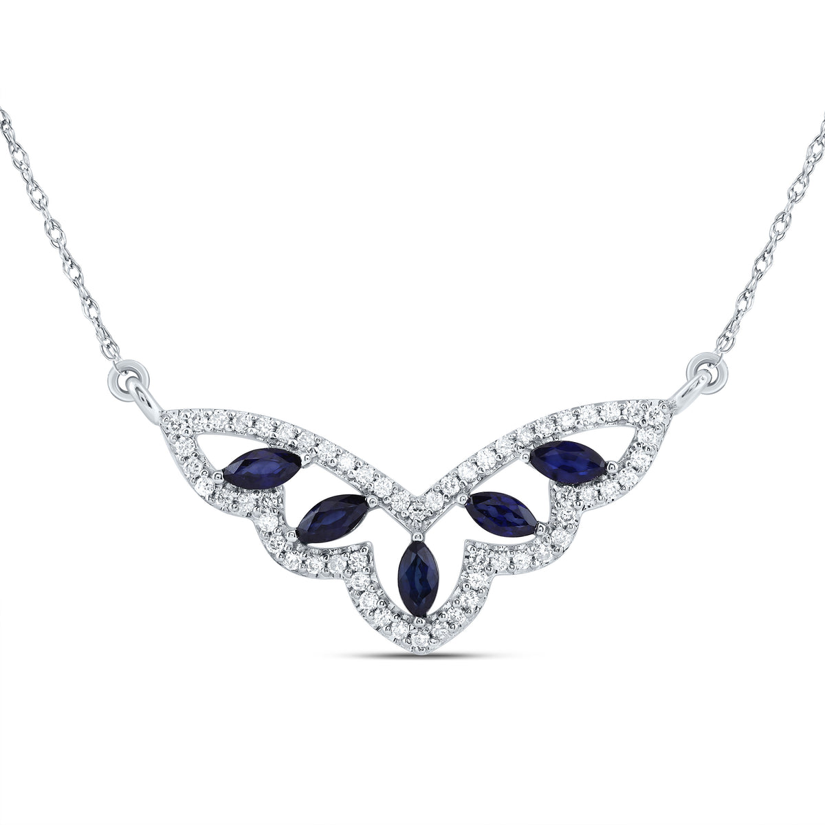 1/4CTW-DIA CN 1/2CTW MQ-BS NAT GEM FASHION NECKLACE (18 INCH)