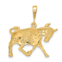 Load image into Gallery viewer, 14k Satin Diamond-cut Taurus Zodiac Charm
