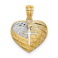 Load image into Gallery viewer, 14K w/Rhodium US Flag With Cross Heart Pendant
