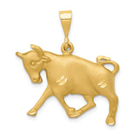 Load image into Gallery viewer, 14k Satin Diamond-cut Taurus Zodiac Charm
