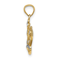 Load image into Gallery viewer, 14K White Rhodium D/C Filigree Crown Pendant
