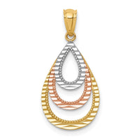 Load image into Gallery viewer, 14K Two-tone with White Rhodium D/C Teardrop Pendant
