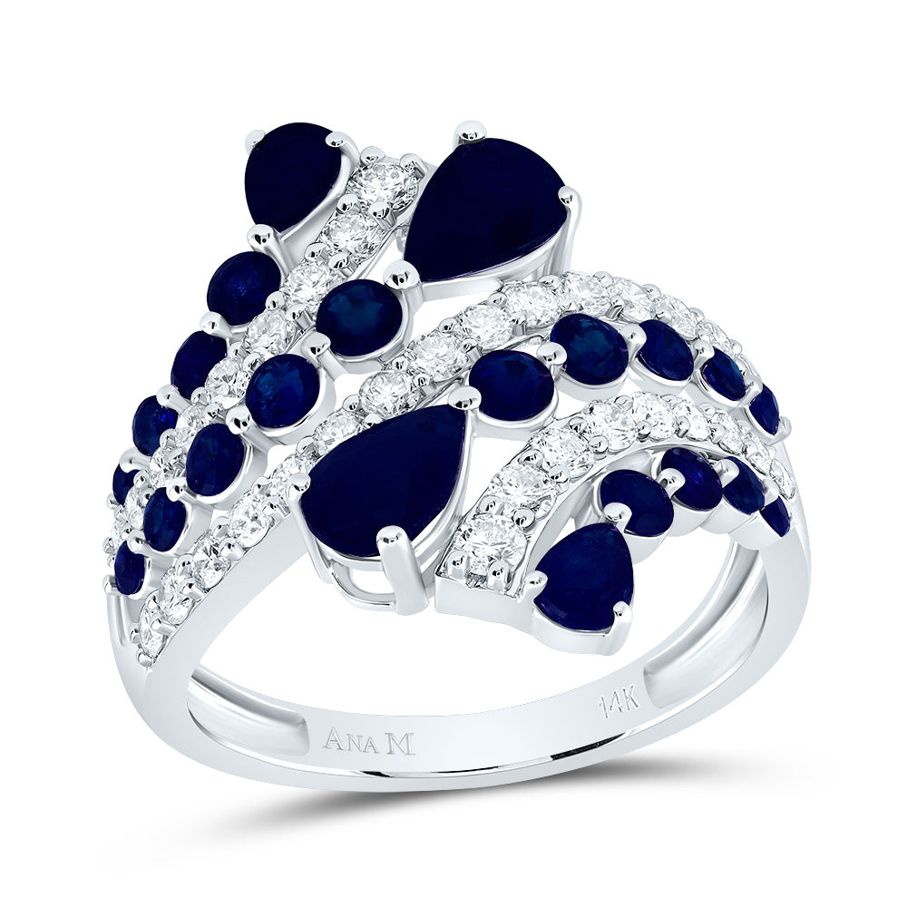 3/4CTW-DIA ANA M 1CTW RD-BS,1 1/3CTW PS-BS NAT GEM RING