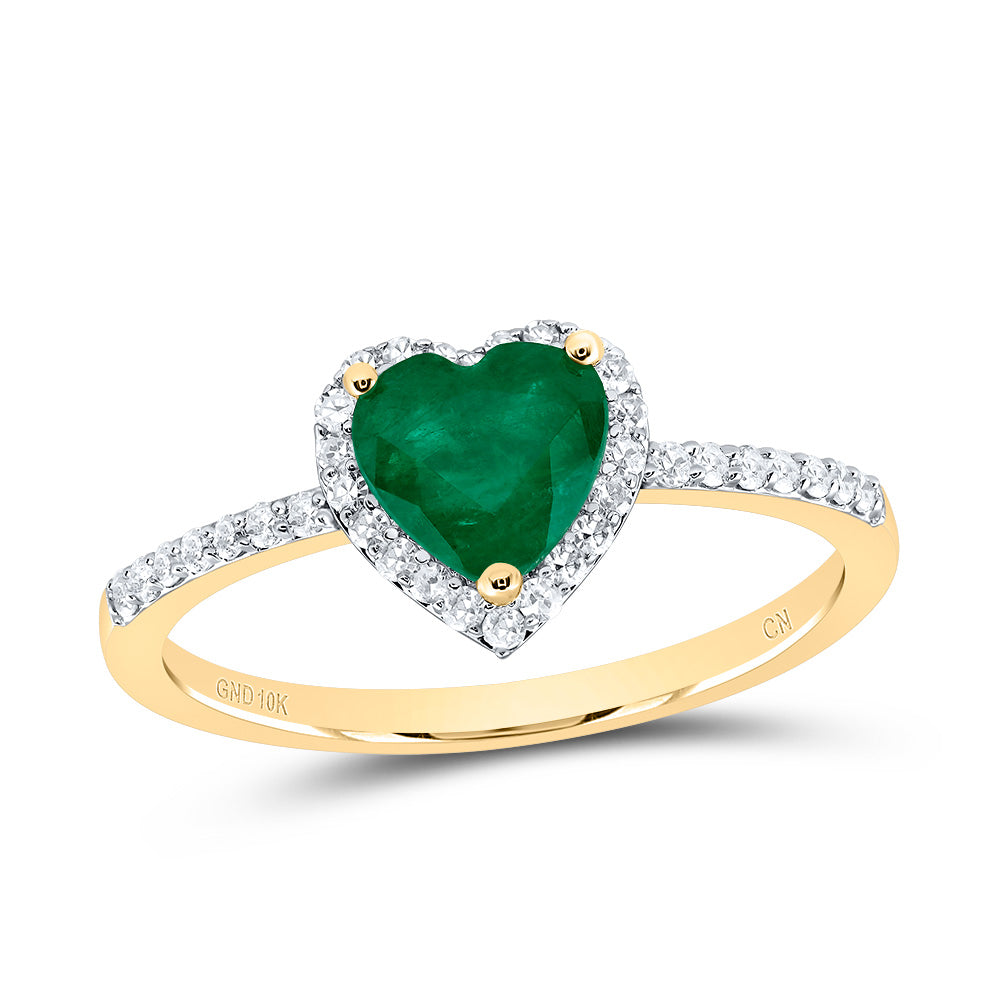 1/5CTW-DIA CN 6X6MM HS-EM NAT GEM HEART RING