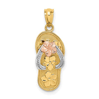 Load image into Gallery viewer, 14K Tri Color Plumeria Sandal Pendant
