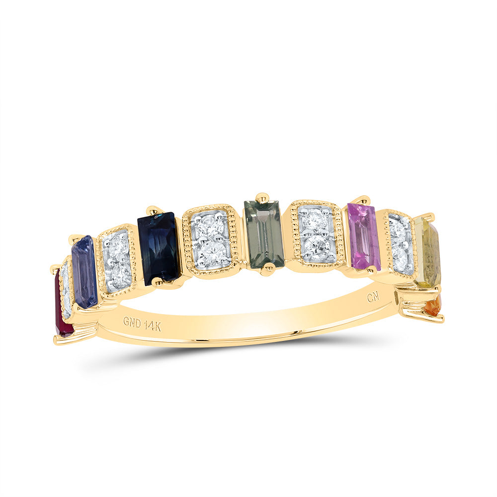 1/6CTW-DIA CN 1CT BAG-NAT GEM MULTI CLR SAPPHIRE RING