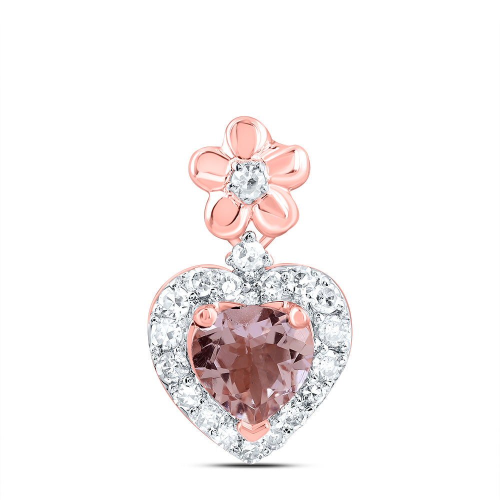 1/8CTW-DIA CN, 4.5MM HEART-MORGANITE FASHION PENDANT