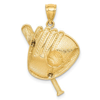 Load image into Gallery viewer, 14K D/C White Rhodium Baseball Bat Glove Ball Pendant
