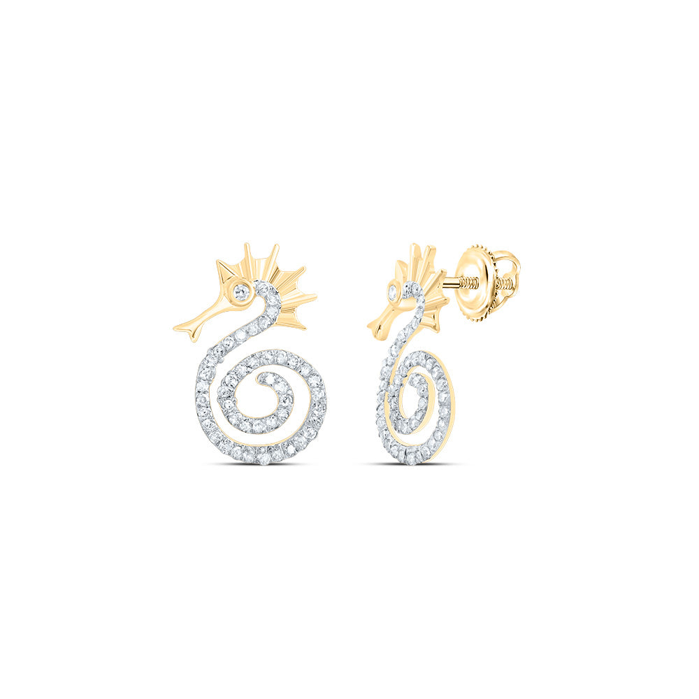 1/4CTW-DIA P1 GIFT SEA HORSE STUD EARRING