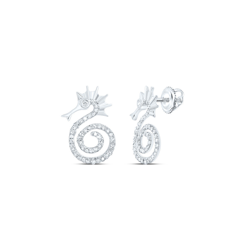 1/4CTW-DIA P1 GIFT SEA HORSE STUD EARRING