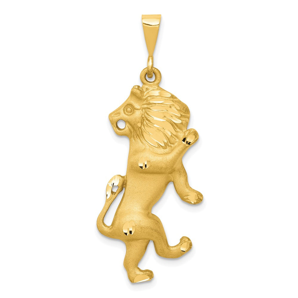 14k Satin Diamond-cut Leo Zodiac Charm