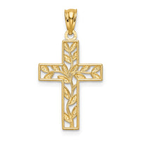 Load image into Gallery viewer, 14K Leaf Cross Pendant
