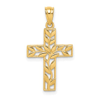 Load image into Gallery viewer, 14K Leaf Cross Pendant
