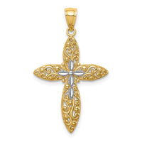 Load image into Gallery viewer, 14K White Rhodium D/C Passion Cross Pendant
