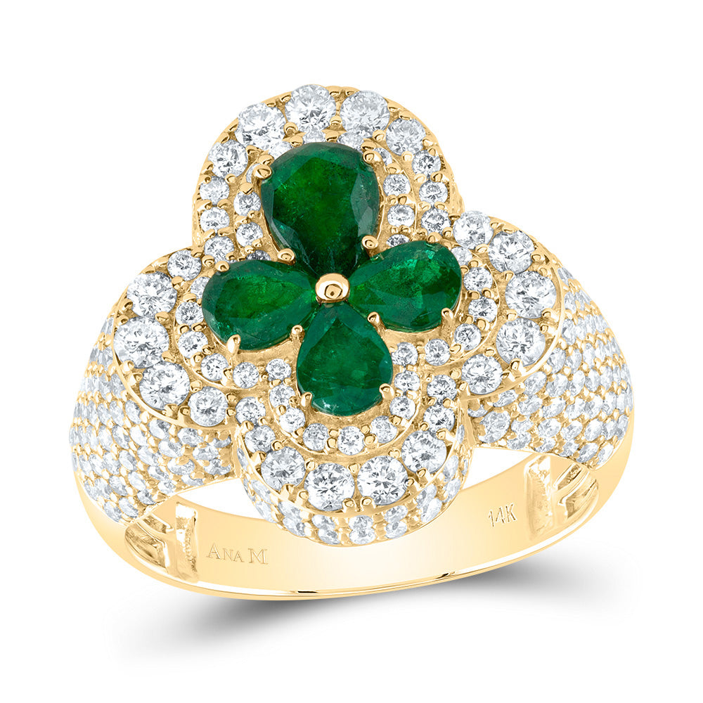 2 1/2CTW-DIA ANA M 1 3/8CTW PS-EM NAT GEM  CROSS RING