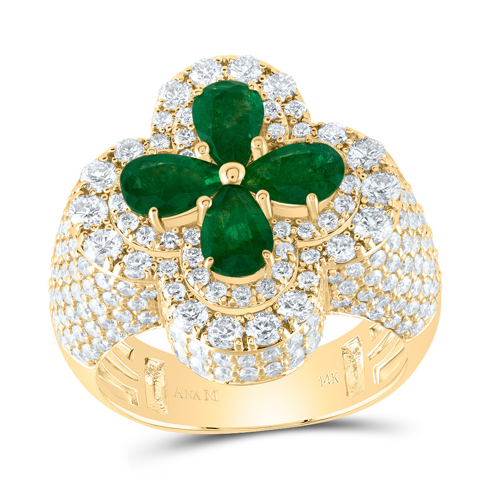 2 1/2CTW-DIA ANA M 1 5/8CTW PS-EM NAT GEM CLOVER RING