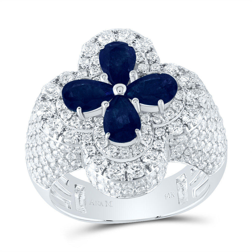 2 1/2CTW-DIA ANA M 1 3/4CTW PS-BS NAT GEM CLOVER RING