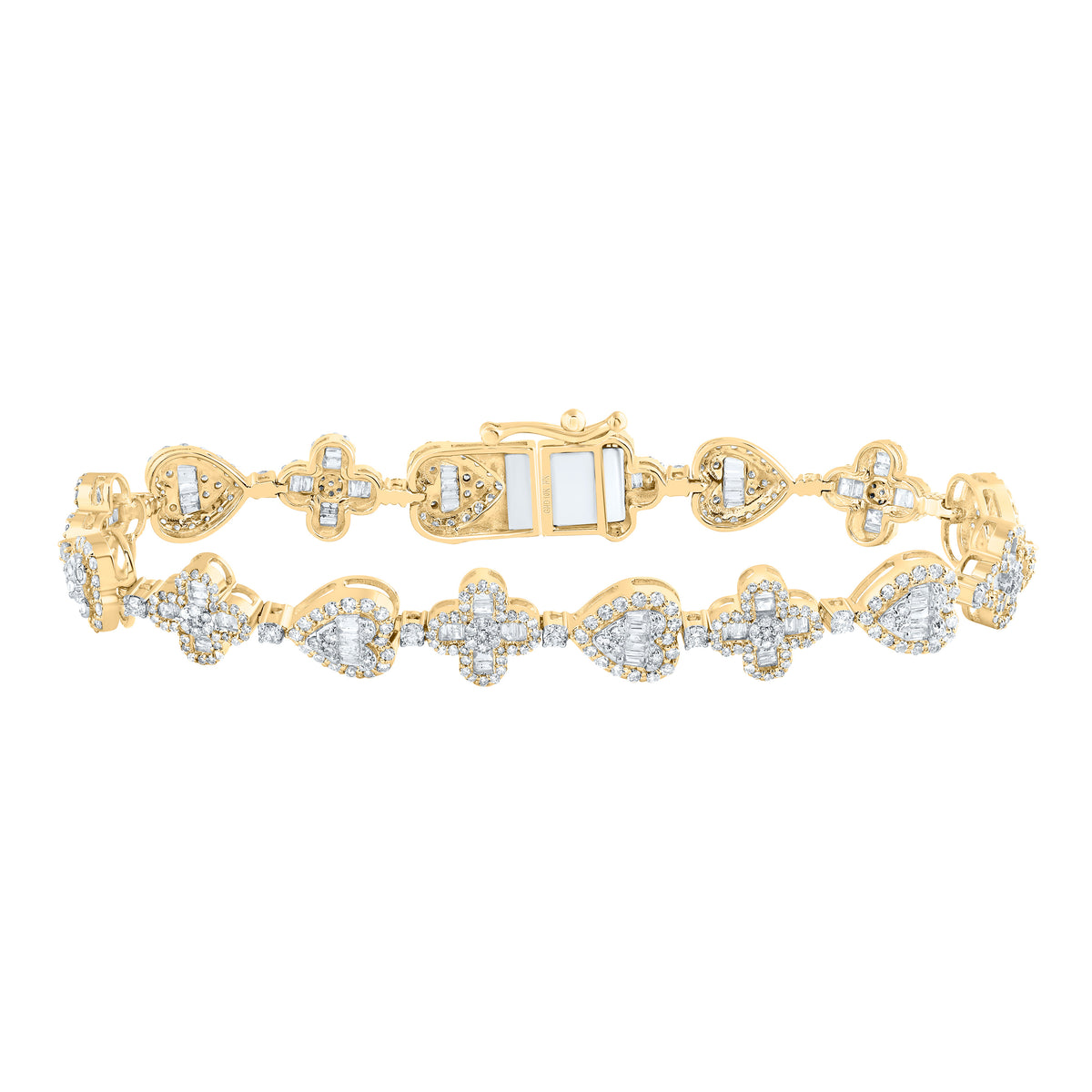 3 1/5CTW-DIA NK CLOVER HEART LADIES BRACELET (7 INCH)