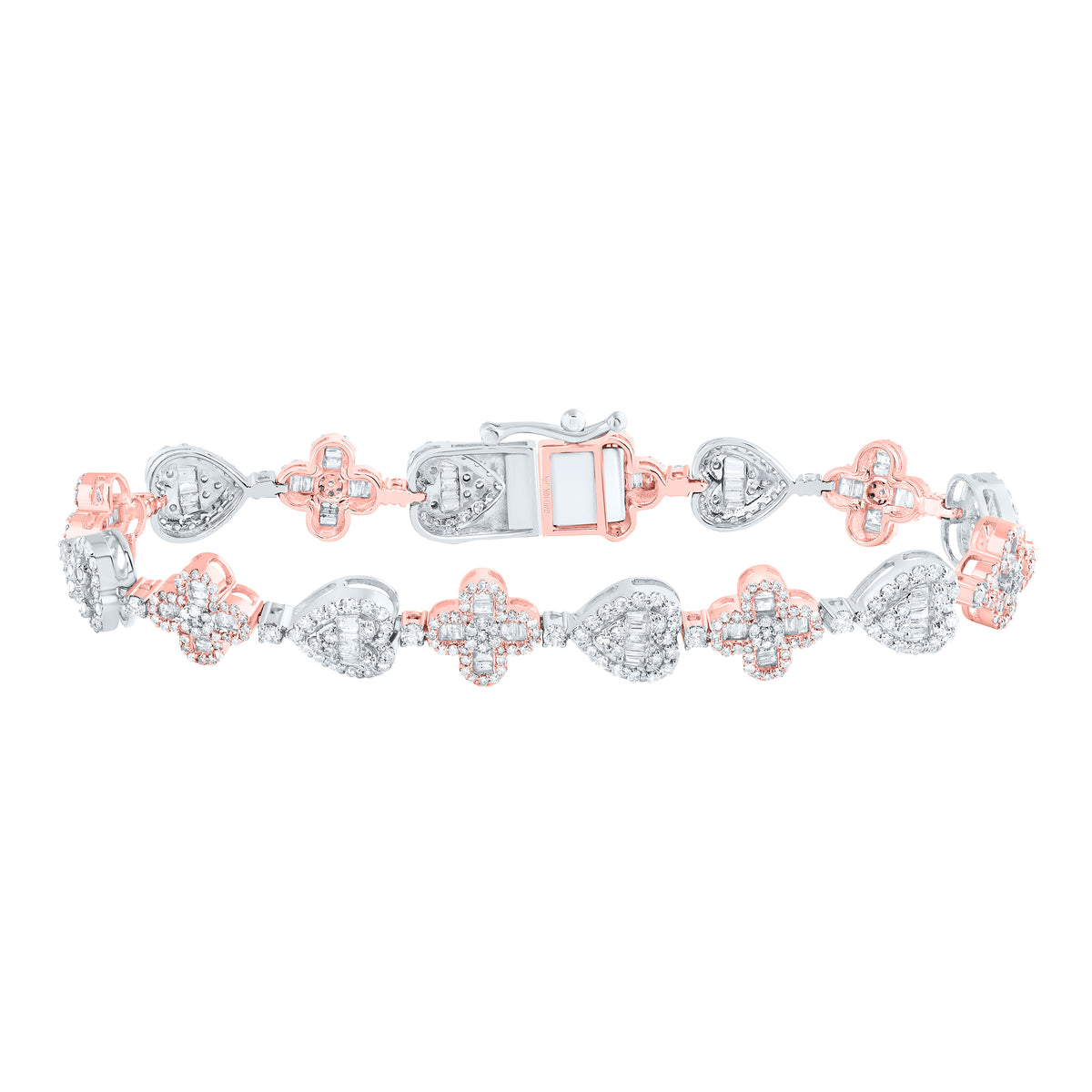 3 1/5CTW-DIA NK CLOVER HEART LADIES BRACELET (7 INCH)