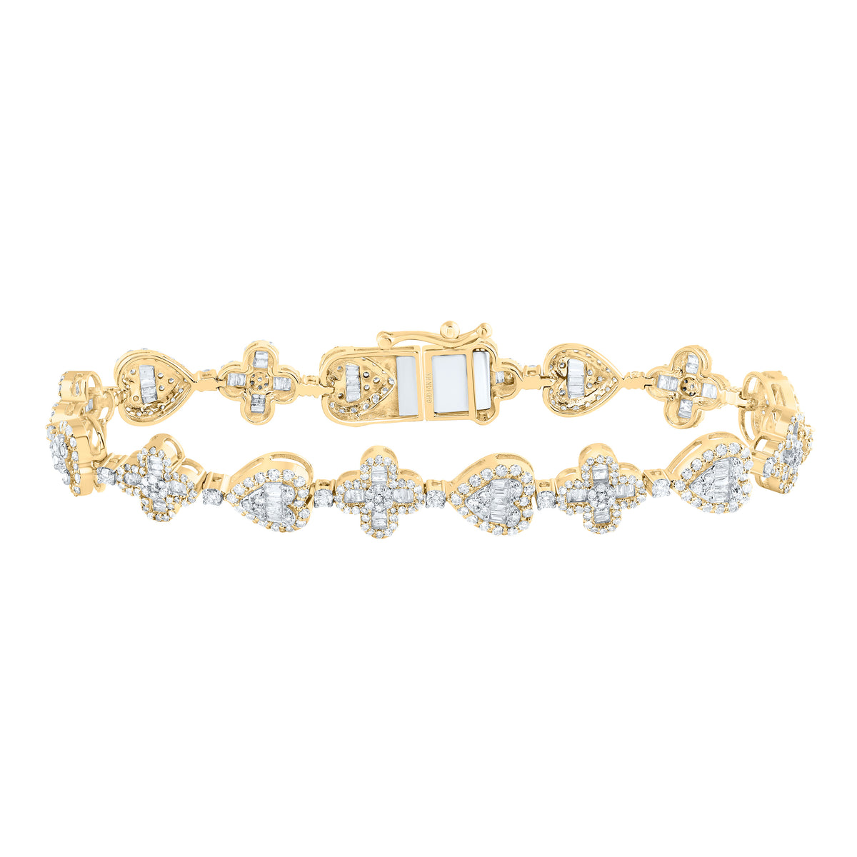 3 1/5CTW-DIA NK CLOVER HEART LADIES BRACELET (7 INCH)