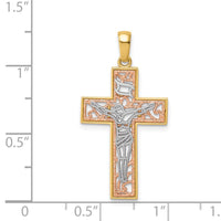 Load image into Gallery viewer, 14K Two-Tone w/White Rhodium Crucifix Pendant
