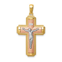 Load image into Gallery viewer, 14K Two-tone White Rhodium INRI Crucifix Pendant
