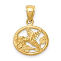 Load image into Gallery viewer, 14K D/C Brushed Hummingbird Pendant
