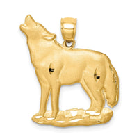 Load image into Gallery viewer, 14K Brushed D/C Wolf Pendant
