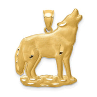Load image into Gallery viewer, 14K Brushed D/C Wolf Pendant
