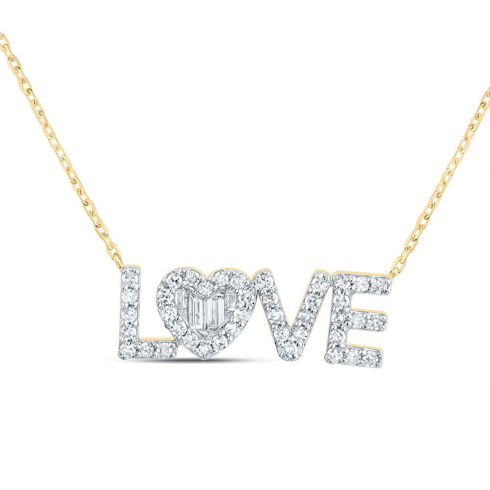 1/3CTW-DIA CN FASHION "LOVE" HEART NECKLACE (17 INCH)