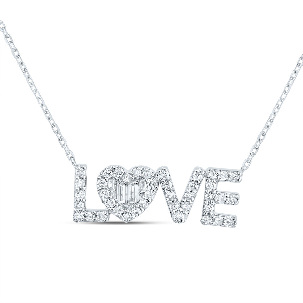 1/3CTW-DIA CN FASHION "LOVE" HEART NECKLACE (17 INCH)