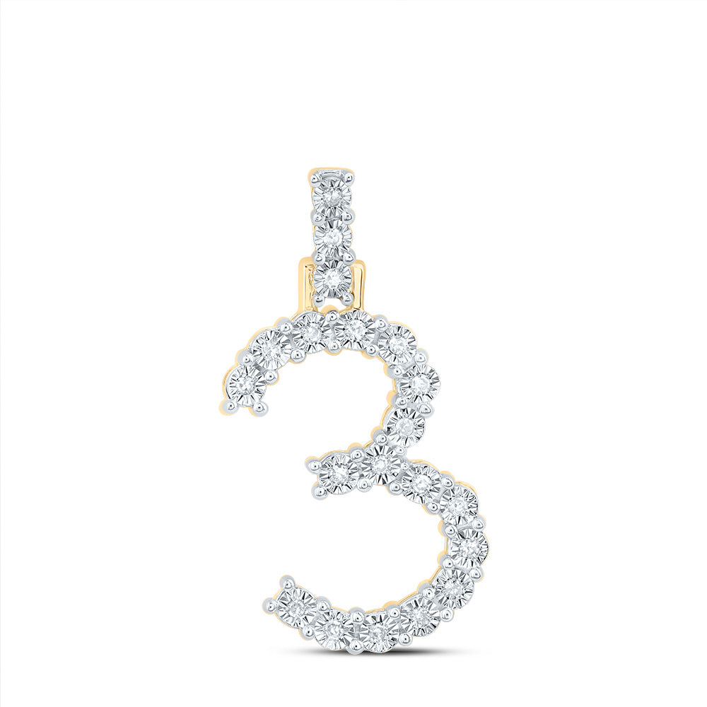 1/10CTW-DIA NK NUMBER "3"GIFT PENDANT