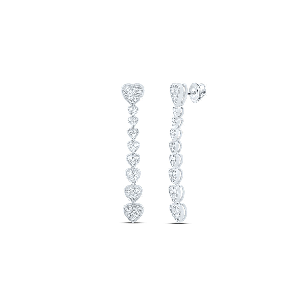 1CTW-DIA CN FASHION HEART DANGLING EARRING