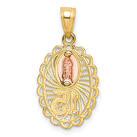Load image into Gallery viewer, 14K Two-tone w/White Rhodium Lady of Guadalupe 15 Pendant
