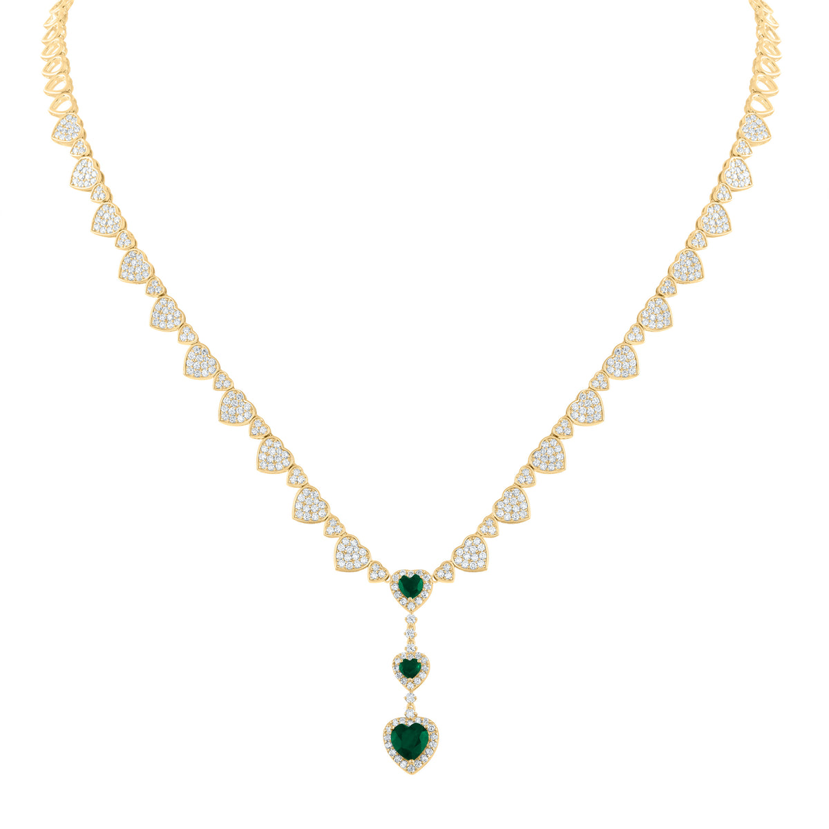 2 5/8CTW-DIA ANA M 1 1/4CTW HEART-EM NAT GEM NECKLACE (17INCH)