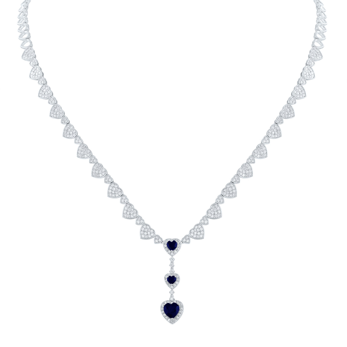 2 5/8CTW-DIA ANA M 1 1/2CTW HEART-BS NAT GEM NECKLACE (17INCH)