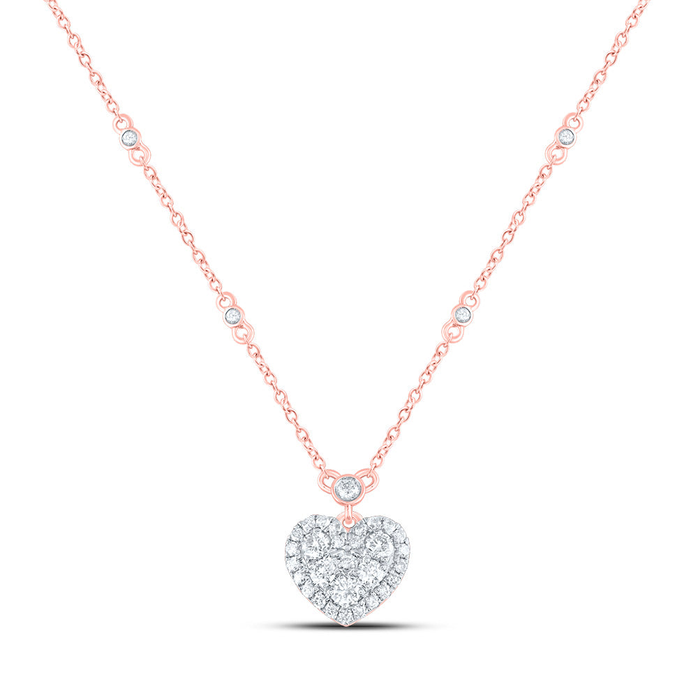1/2CTW-DIA CN FASHION HEART NECKLACE (18INCH)