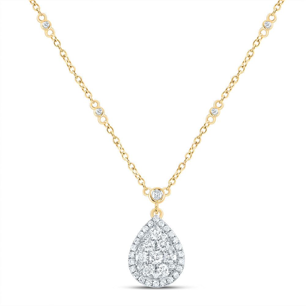 3/4CTW-DIA CN FASHION PEAR NECKLACE (18 INCH)