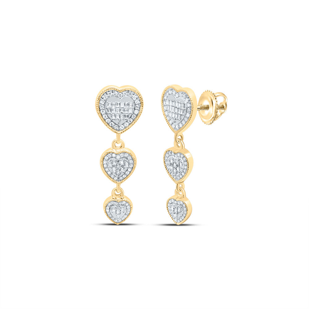 3/4CTW-DIA P1 FASHION HEART BAGUETTE DANGALING EARRING