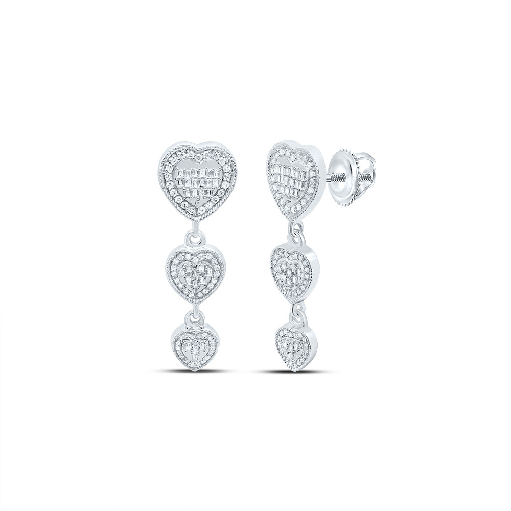 3/4CTW-DIA P1 FASHION HEART BAGUETTE DANGALING EARRING